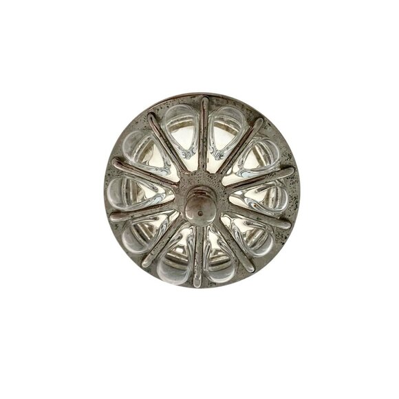 Trinket Jar Bubble Glass Pumpkin Shape in Metal Cage Silver Tone Vintage Decor - Picture 5 of 7